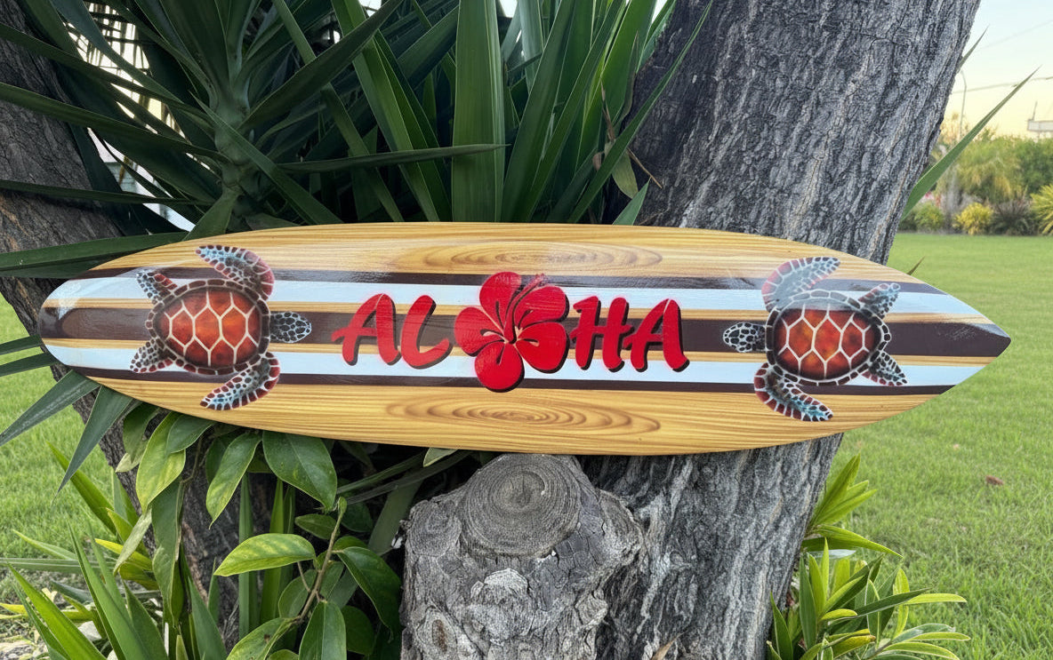 Vintage Style Aloha Surfboard Airbrushed Surfboard Wall Decor Sea