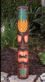 3 Set of Hand Carved Wooden Tiki Totem Masks Tropical Bar Patio Decor 39"x 6"in