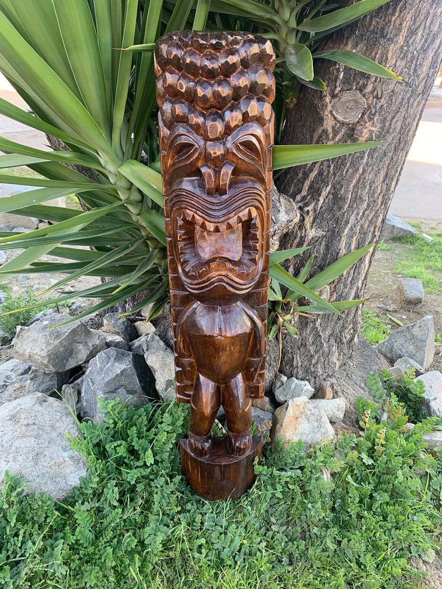Ku Hawaiian Tiki God Wood Carving Bar Patio Decor 39