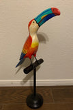 Tropical Rainbow Toucan Wood Carving Statue 20" beak to tail