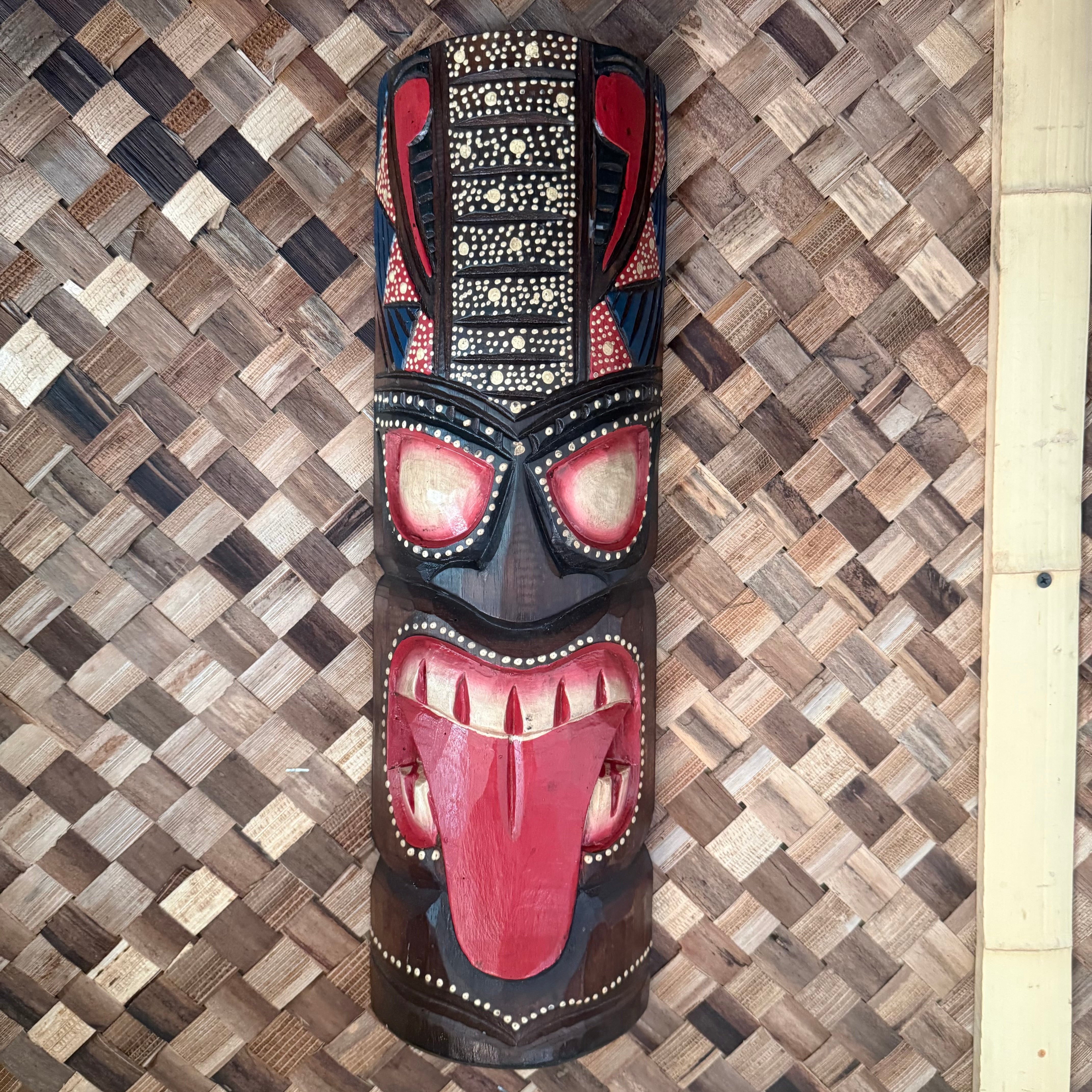 SET OF 2, 20" TIKI MASK POLYNESIAN WALL ART ISLAND HOME DECOR TRIBAL BAR TROPICAL