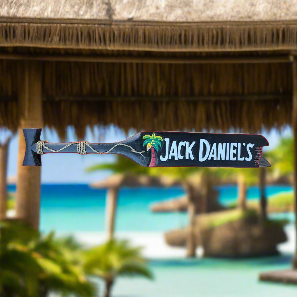Tiki Bar Jack Daniels Wooden Decorative Paddle Wall Plaque Man Cave 39”