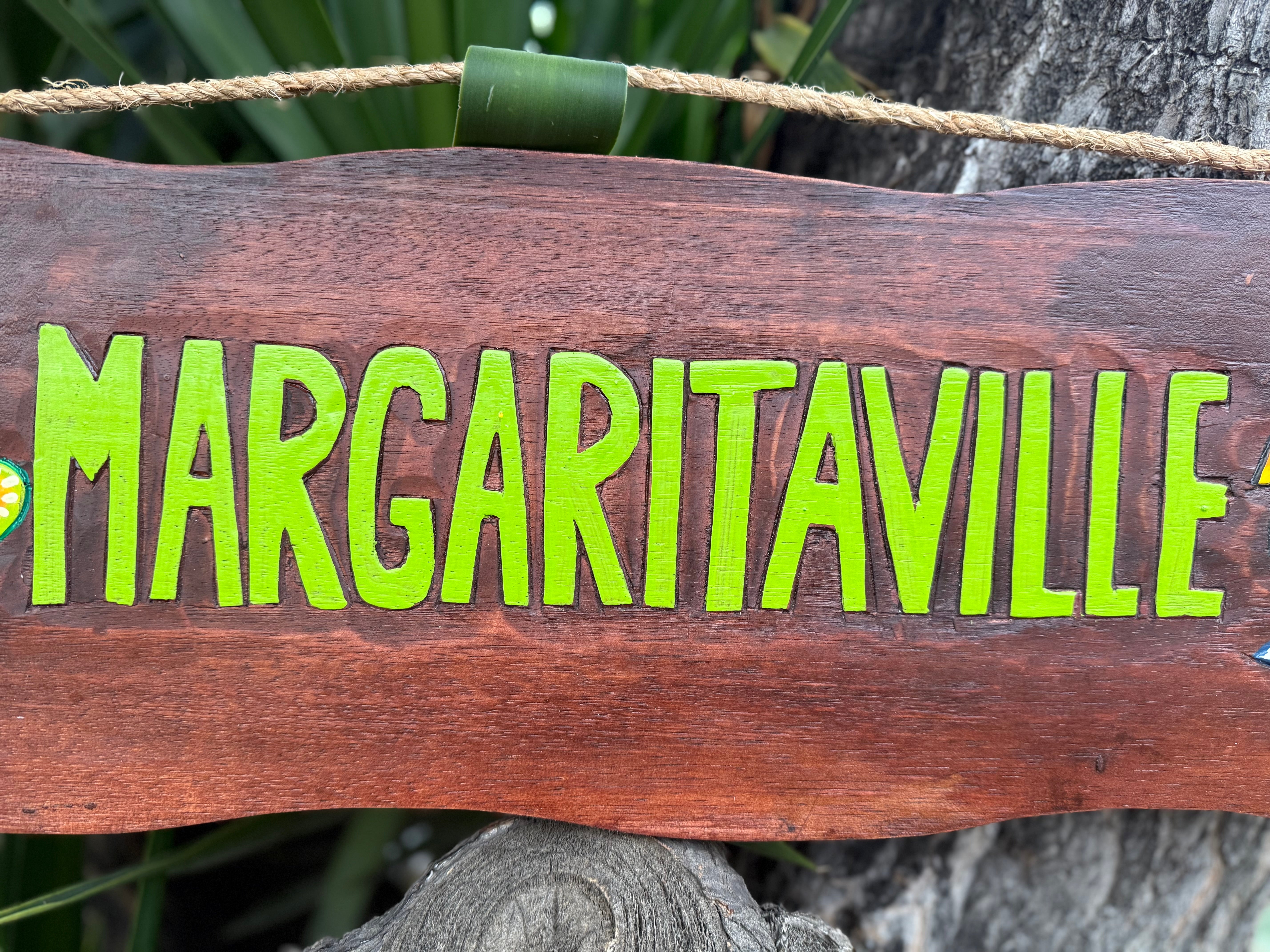 Margaritaville Tropical Drinking Parrot Wooden Wall Plaque Tiki Bar  39"x 10"