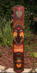 4 Set of Hand Carved Wooden Tiki Totem Masks Tropical Bar Patio Decor 39"x 6"in