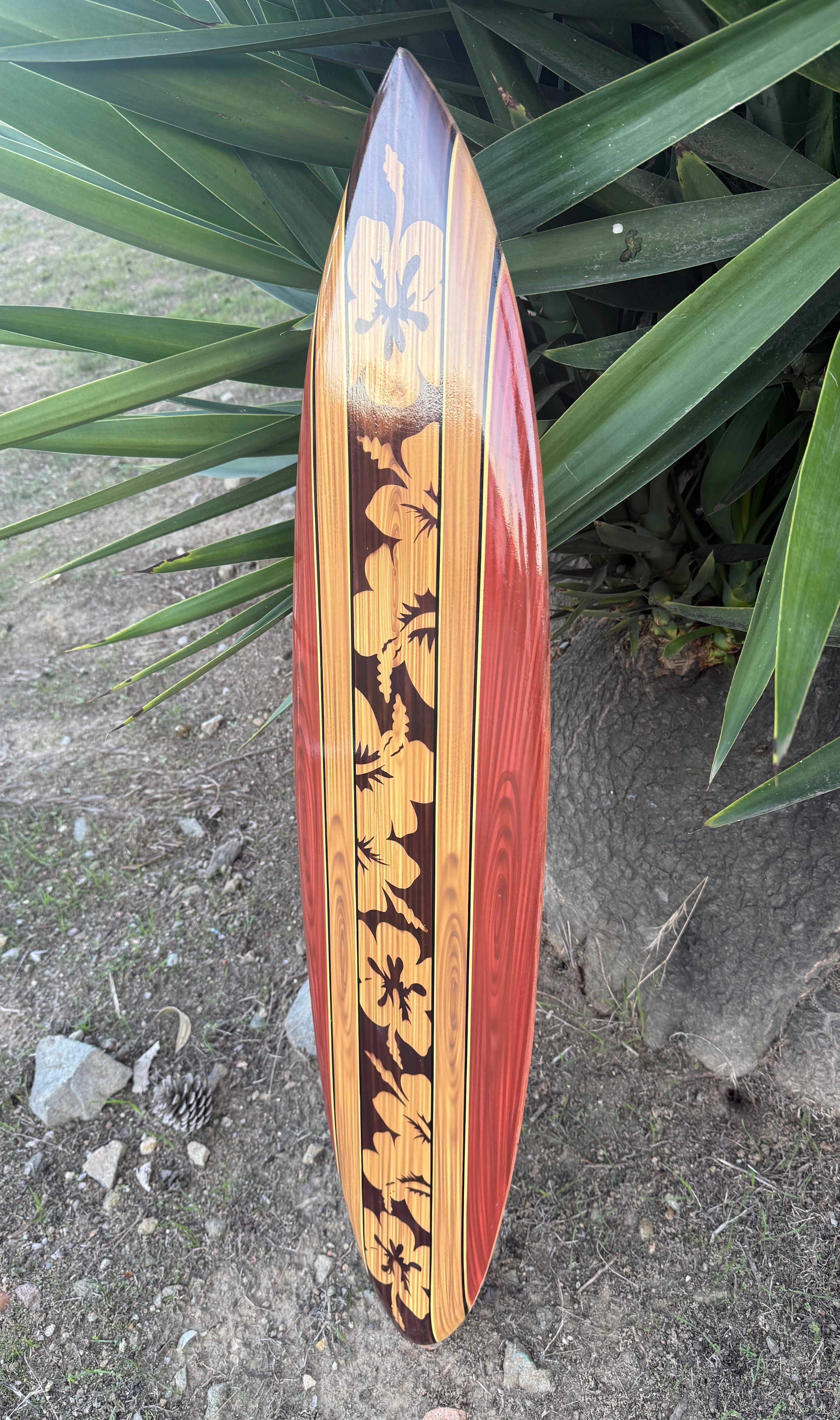 アメリカンフラワー ウェルカム ハワイアン風 Set Of 3 Vintage Style Surfboard Wall Plaques Hibiscus Flowers 39