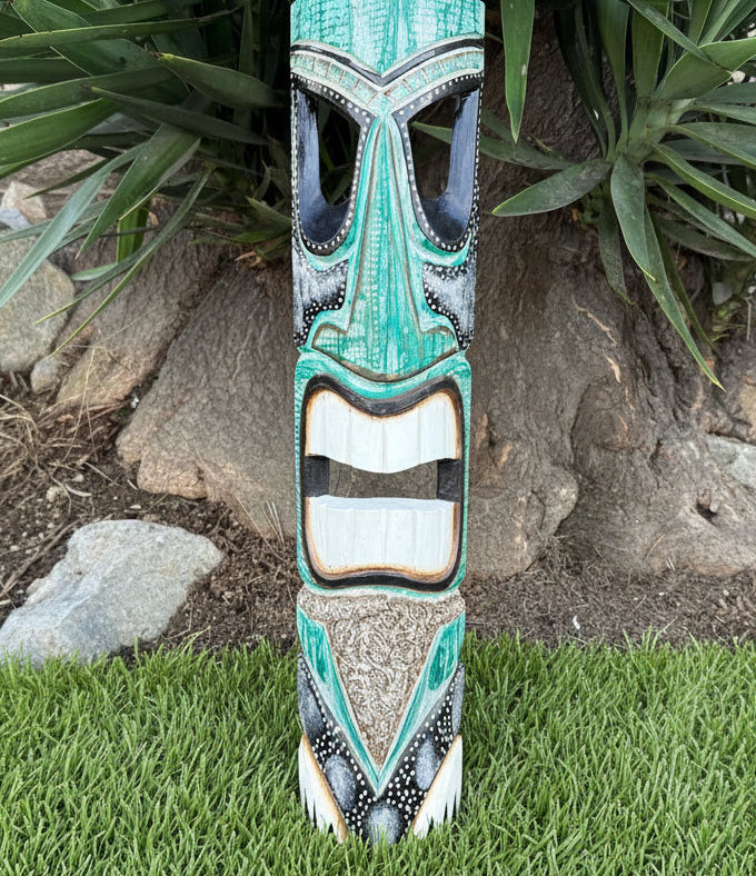 Nautical Tiki Mask Plumeria Tropical Bar Patio Decor  39"x 6"