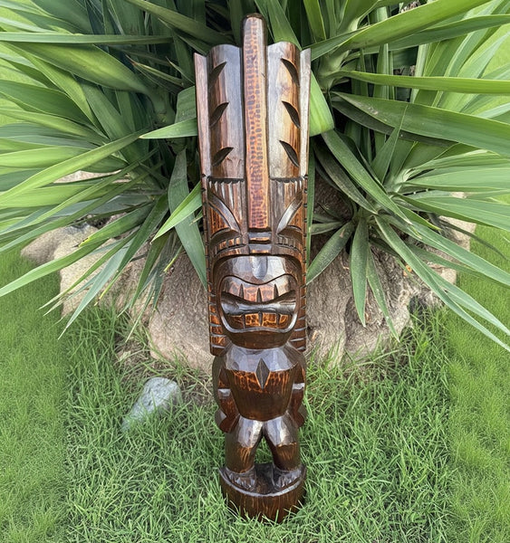 Hawaiian Lono Tiki Half Statue hand Carved 39