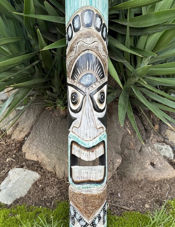 Nautical Tiki Mask Tropical Bar Patio Decor  39"x 6"