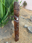 Māori Inspired Tribal Tiki Wood Carving Half Statue Wall Plaque Tropical Bar Patio Decor 39"x 7"