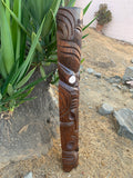 Māori Inspired Tribal Tiki Wood Carving Half Statue Wall Plaque Tropical Bar Patio Decor 39"x 7"