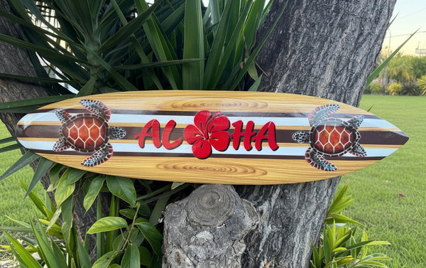 Hawaiian Spirit チェック柄サーフボード Vintage Style Aloha Surfboard Airbrushed Surfboard Wall Decor Sea