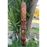 Tiki Masks 2 set of Hand Carved Hawaiian Style Wooden Tropical Bar Patio Lanai Decor 60"x 7"in