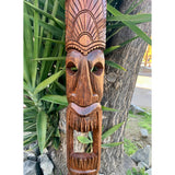 Tiki Masks 2 set of Hand Carved Hawaiian Style Wooden Tropical Bar Patio Lanai Decor 60"x 7"in