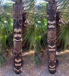 5 Foot Set of Hand Carved Wooden Tiki Totem Masks Tropical Bar Patio Decor 60"x 7"in