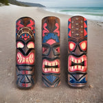 SET OF 3 20" TIKI MASK HAWAIIAN WALL ART ISLAND HOME DECOR TRIBAL BAR TROPICAL