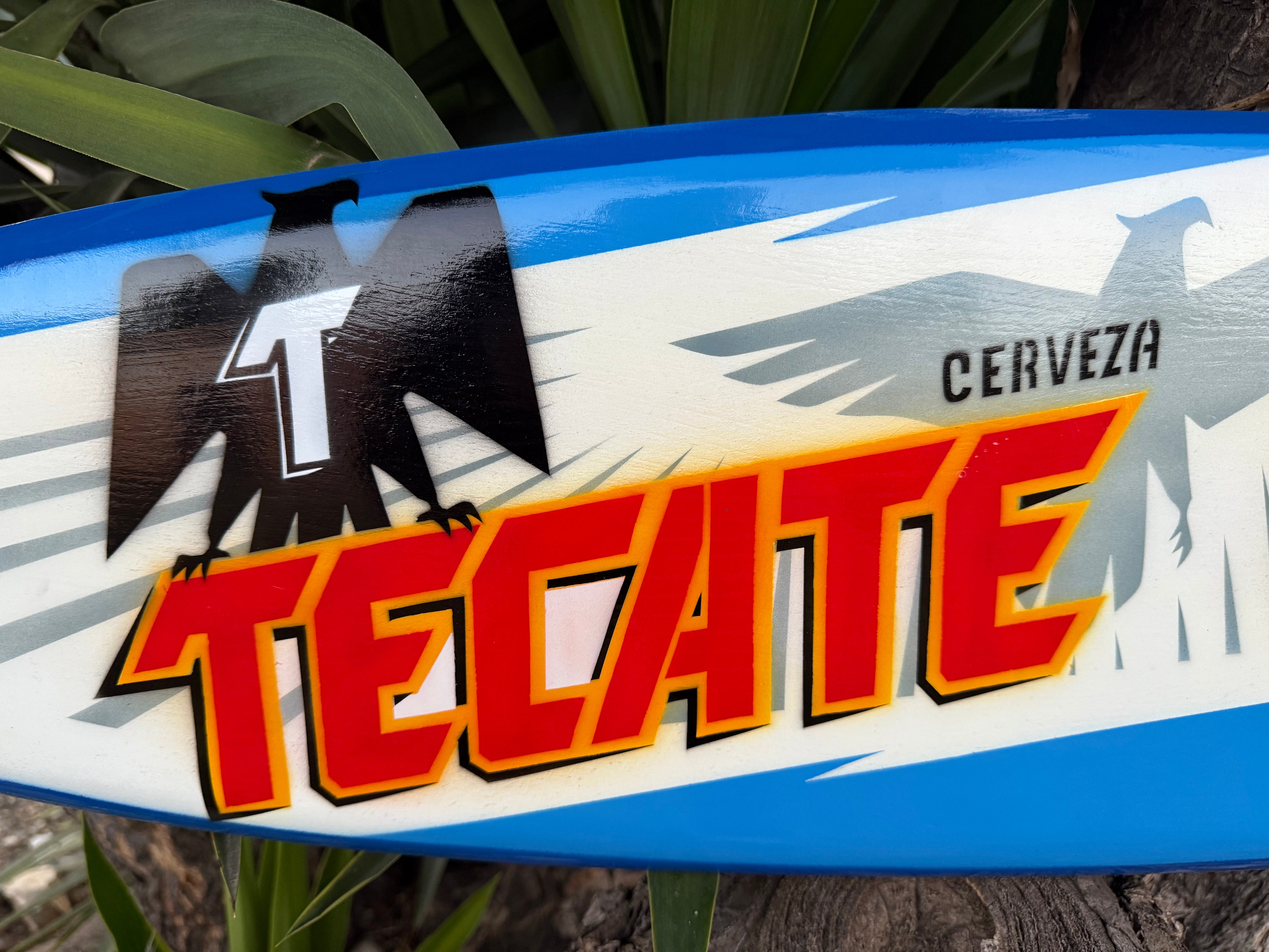 Tacate Airbrushed Surfboard Wall Plaque Mexican Lager 39"x 10”