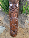 Māori Inspired Tribal Tiki Wood Carving Half Statue Wall Plaque Tropical Bar Patio Decor 39"x 7"