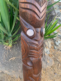 Māori Inspired Tribal Tiki Wood Carving Half Statue Wall Plaque Tropical Bar Patio Decor 39"x 7"