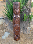 Māori Inspired Tribal Tiki Wood Carving Half Statue Wall Plaque Tropical Bar Patio Decor 39"x 7"