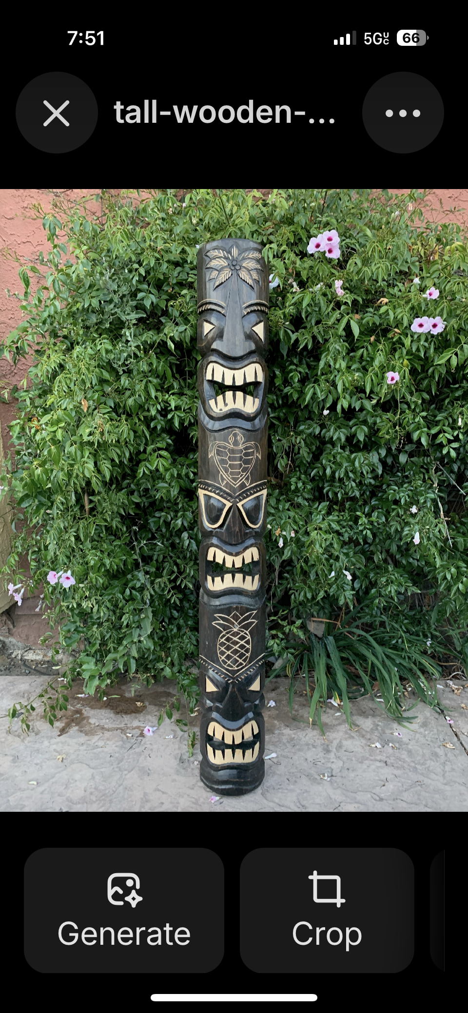 5 Foot Set of Hand Carved Wooden Tiki Totem Masks Tropical Bar Patio Decor 60"x 7"in
