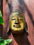 20” Wooden Gold Buddha Wall Mask Hand Carved Wall Decor