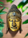 20” Wooden Gold Buddha Wall Mask Hand Carved Wall Decor