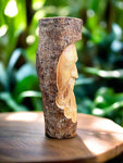 Tree Sprit Whimsical Wizard Viking Rustic Green Man Wood Carving Statue Pole 12" x4"