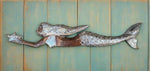 Set of Silver Mermaid Wood Carvings Nautical Tiki Bar Decor 39x 6 inches