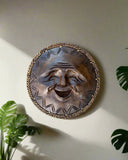 Happy Moon Wall Decor Hand Carved Monkey Pod 12 inches