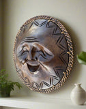Happy Moon Wall Decor Hand Carved Monkey Pod 12 inches