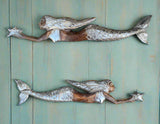 Set of Silver Mermaid Wood Carvings Nautical Tiki Bar Decor 39x 6 inches