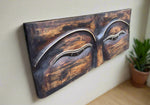 Eyes of Buddha Wood Carved Wall Plaque 39"x 15" inches