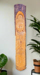 Meditating Buddha Statue Hand Carved Sculpture Pine Wood 33" x 6"