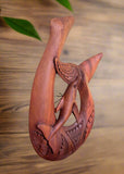 16" Hawaiian Fish Hook Hand Carved Wood Hanging Polynesian Decor