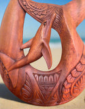 16" Hawaiian Fish Hook Hand Carved Wood Hanging Polynesian Decor