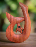 16" Hawaiian Fish Hook Hand Carved Wood Hanging Polynesian Decor
