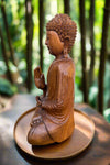 Meditating Buddha Statue Mahogany Wood Buddhist Decor 16 x 12 x 6 inches