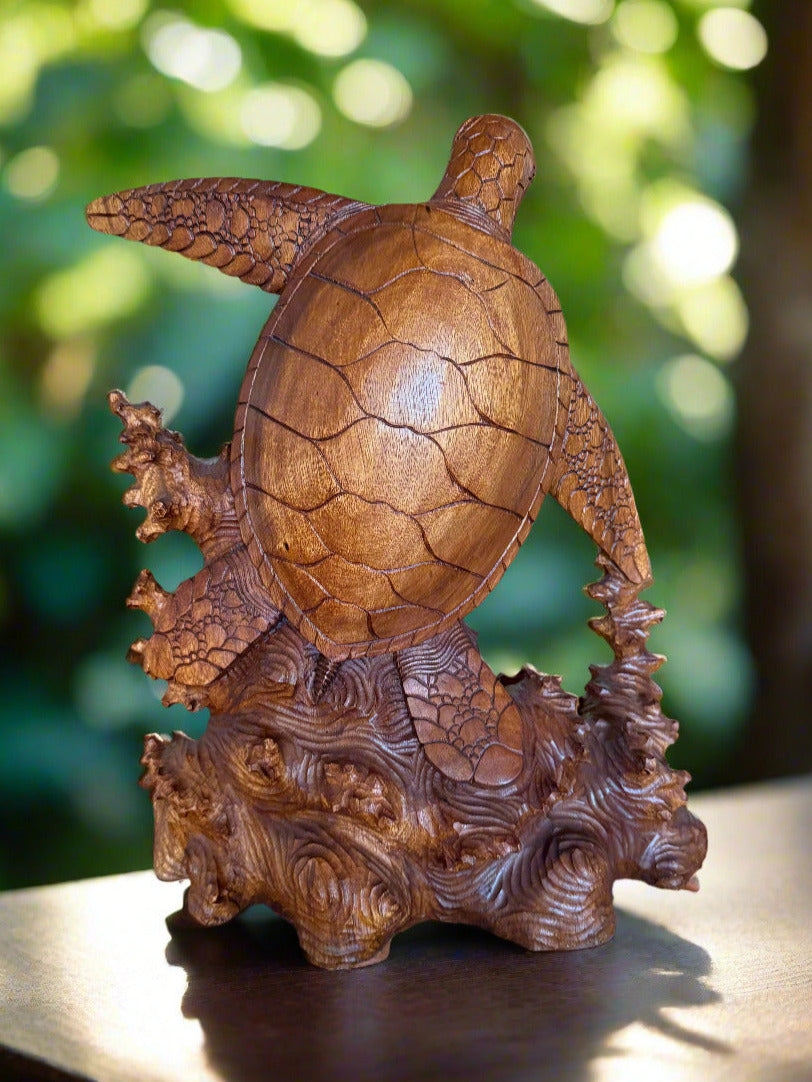 Wooden turtle statue