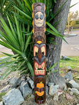 Halloween Tiki Wood Mask Vampire Fangs Tropical Bar Patio Decor  5 ft"x 6-7"in