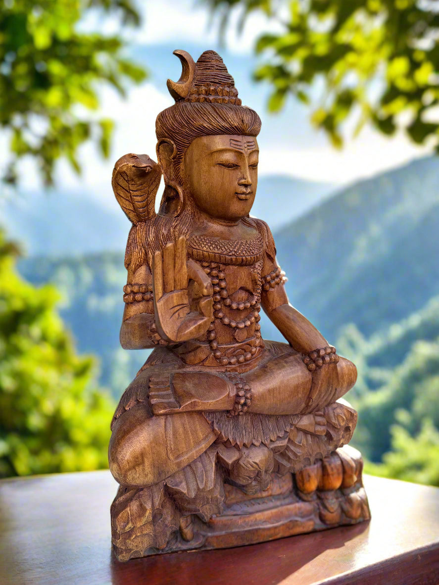 wooden shiva statue