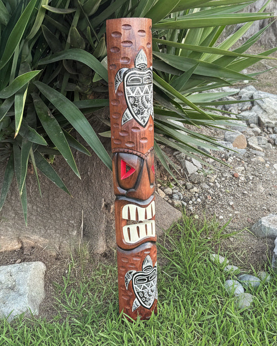 Tribal Turtles Tiki Mask Hono Tropical Bar Patio Decor  39"x 6"