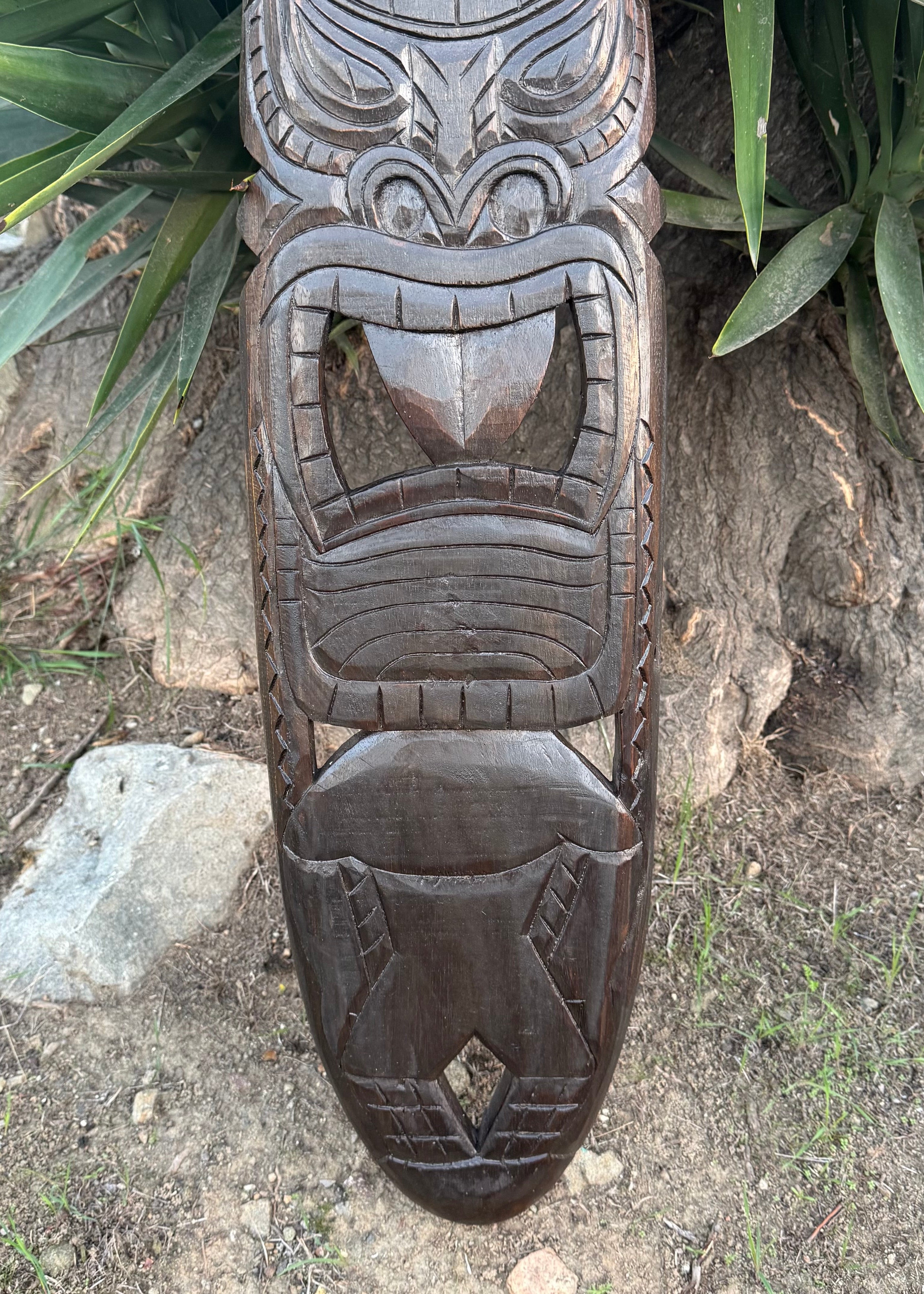 Tribal Tiki Surfboard Wood Carving Wall Decor  39"x 10"