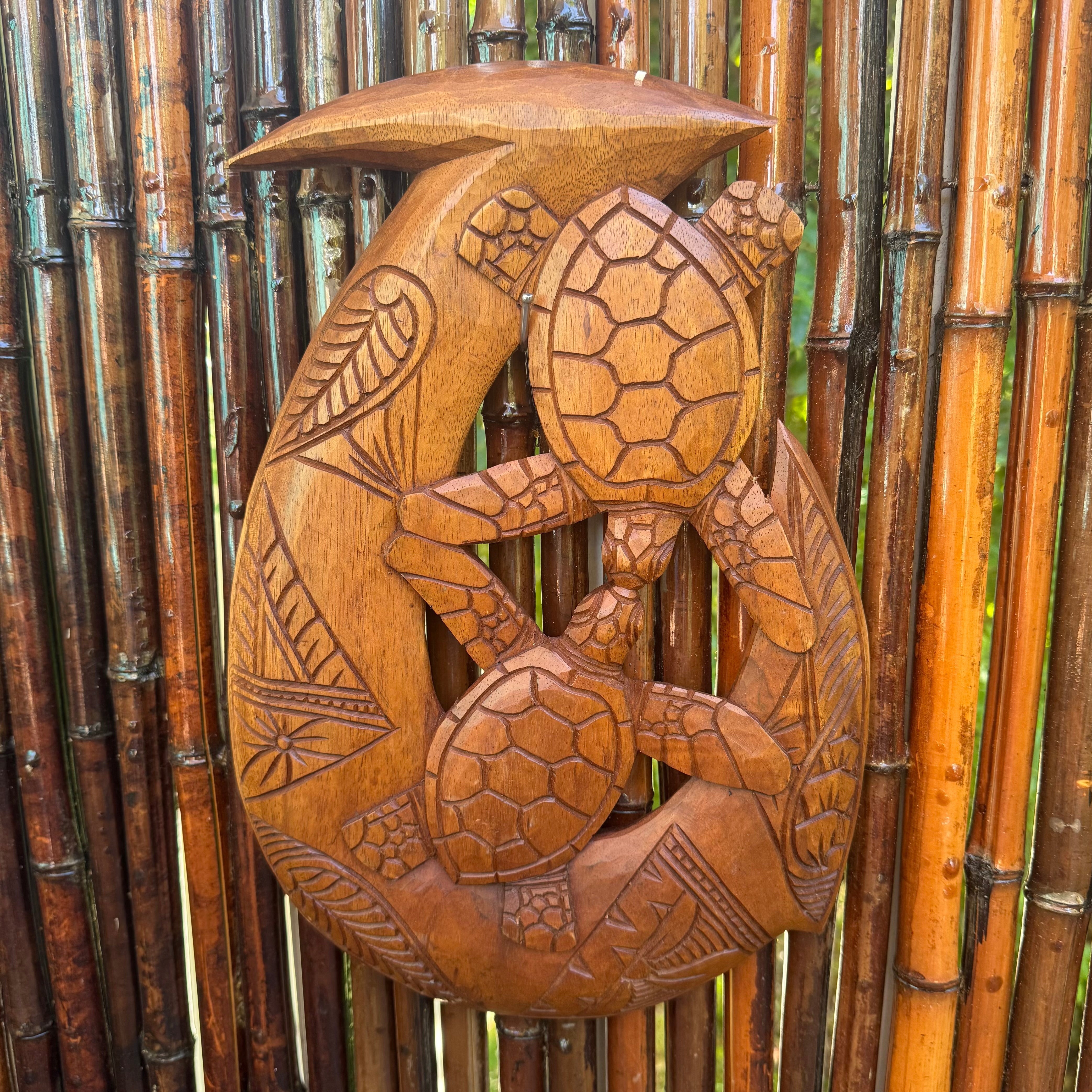 carved wooden fish hooks 16" Hawaiian Fish Hook Makau Hand Carved Wood Hanging Polynesian Decor With  Sea Turtles