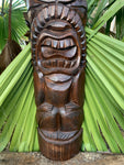 Hawaiian Lono Tiki  Half Statue hand Carved 39"x 8-9"in