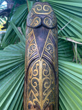 Tribal Primative Wood Mask Wall Plaque Maori Style Tattoo Art 39”x 8" inches