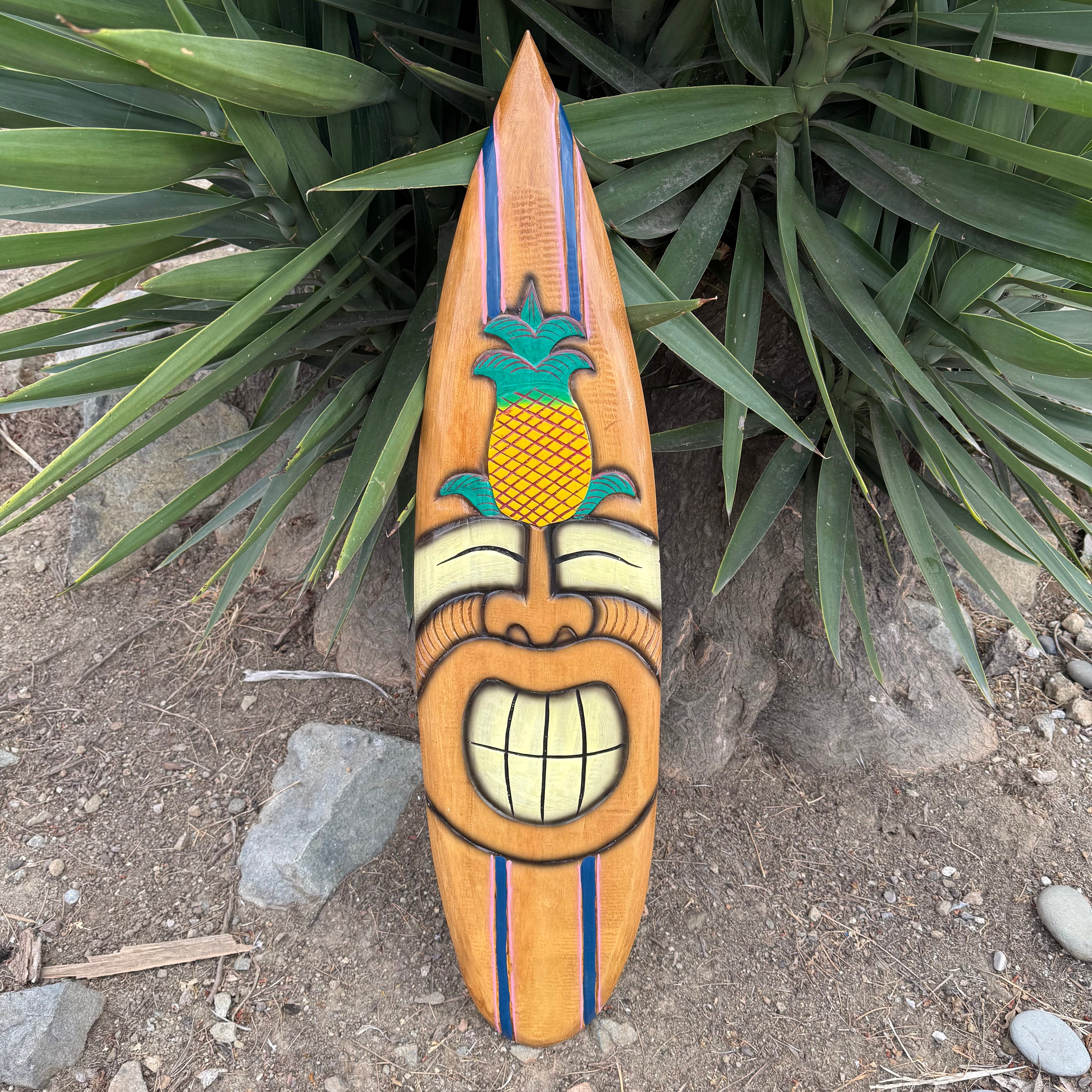 "SECOND QUALITY" Set of 2 Happy Tiki Ohana Surfboard Plaques 39"x 10"