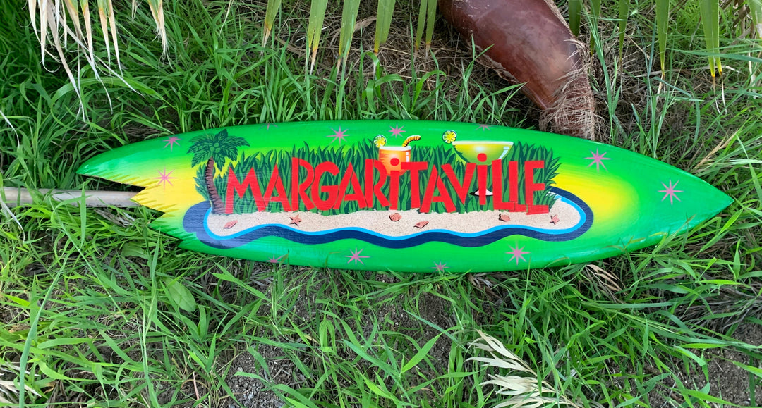 Tropical Mermaid Airbrushed Wooden Surfboard Nautical Tiki Bar store Wall Plaque 39