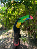 Tropical Black and Yellow Toucan Hanging Bird Statue Wood Carving 32"x 11" in