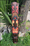 3 Set of Hand Carved Wooden Tiki  Totem Masks Tropical Bar Patio Decor 39"x 6"in