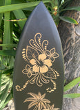 Mermaid Sunset and Hibiscus Decorative Surfboard Wall Plaque Mango Wood Coastal Decor 39"x 10"